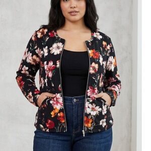 Guillaume Floral Print Stretch Zip-Front Jacket